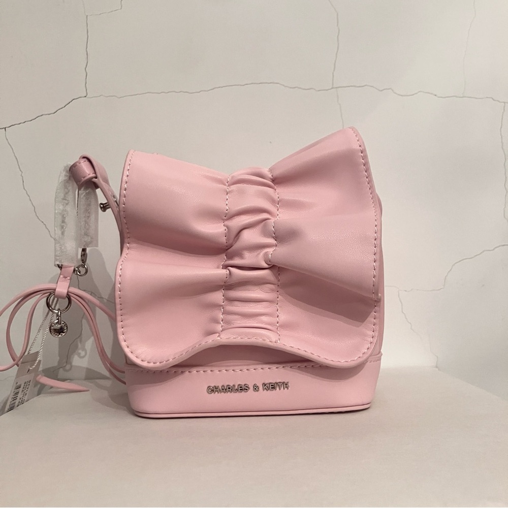 Charles & Keith Kadee Ruched Bow-Charm Mini Bag NWT - Picture 5 of 12